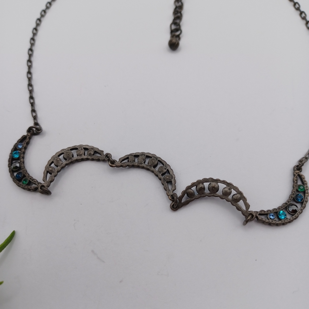 SOLD - Crystal Crescent Necklace - Picture 14 of 14